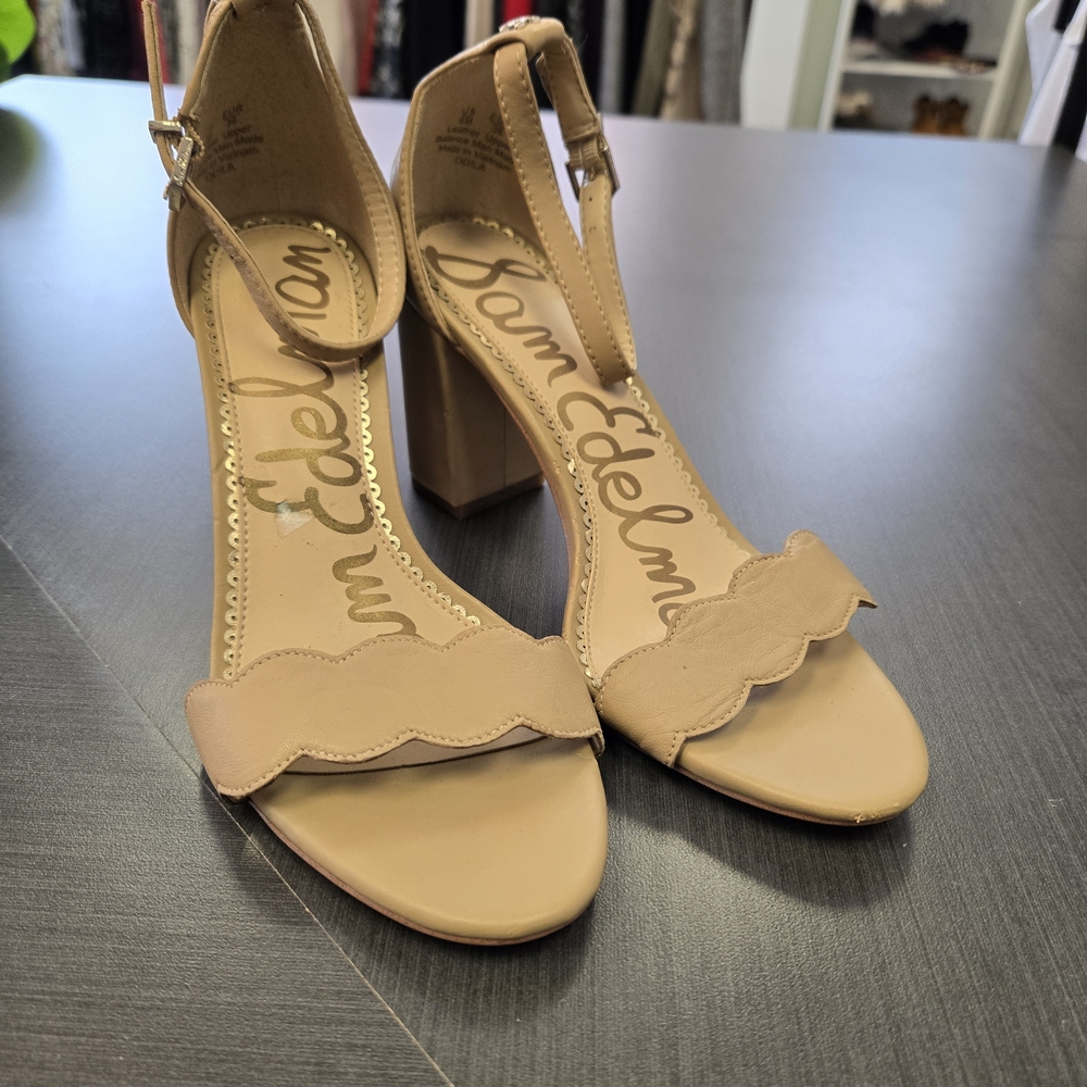 Sam Edelman Beige Block Heel Sandals